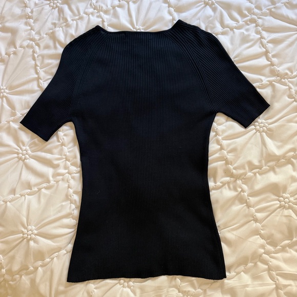 100% silk Classiques Entier Rib Knit Short Sleeve Size Small - Picture 3 of 3